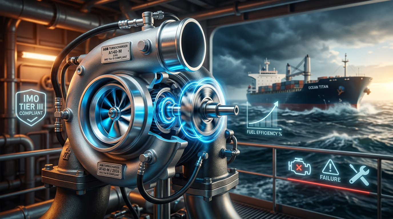Marine turbocharger installed in ship engine